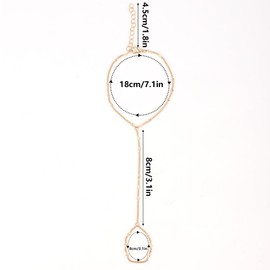 Ring Bracelet Hand Chain for Women, Dainty Gold Finger Ring Bracelet Adjustable Stylish Hand Jewelry Perfect for Women Fashion Jewelry Gift