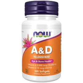 NOW Supplements, Vitamin A & D 10,000/400 IU, Eye Health*, Essential Nutrition, 100 Softgels