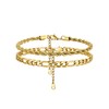 KeyStyle Gold Anklets Sets for Women, Stainless Steel Figaro Link