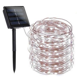 Solar Fairy Lights, 39Ft 100 LED Waterproof Copper Wire Firefly Lights, with 8 Modes , Starry String Lights for Wedding Indoor Outdoor Christmas Garden Decoration (White)