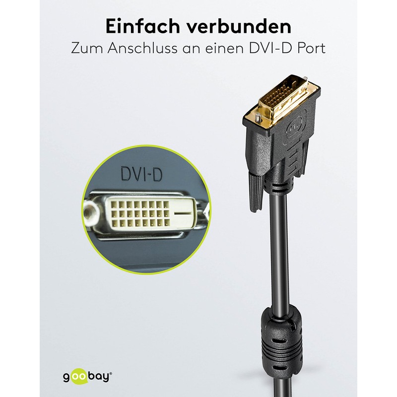 Goobay 93110 DVI-D Full HD Cable Dual Link, Gold-Plated, 2m