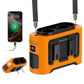 Socool 14500mAh Portable Waist Fan Clip on Wearable Belt Rechargeable Personal Fan, Dual Air Outlet, 40H Cooling 5-Speed Battery Operated Fans with Light, Neck Fan Hanging for Outdoor Camping Travel