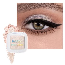 Kaely Pressed Single Eyeshadow Makeup, Sheer White Sparkle Highly Pigmented Monochrome Eye Shadow Palette, Waterproof Neutral Powde Mini Eyeshadow, sombras para ojos, Lightweight Blendable, 02