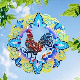 Wind Spinners Outdoor Garden Decor, 12“ Rooster Metal Wind Spinner for Yard Decorations Outdoor, Wind Spinners for Yard and Garden Front Porch Patio Decor