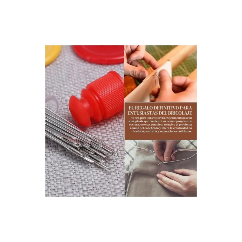 Kit de agujas de coser a mano con ojo grande,