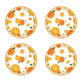 NOVIPEROW 7 Inch Disposable Plates, 50 Pcs Cute Paper Plates, Tableware Plates, Party Supply Plates For Birthday Party Baby Shower Wedding Party (Orange)