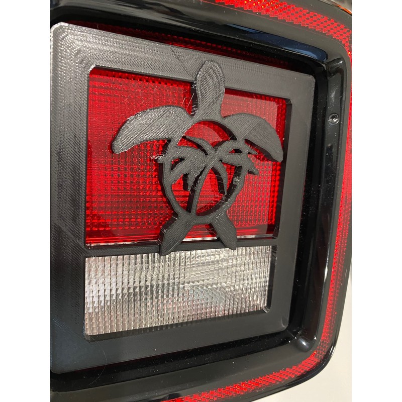 Honu Turtle w Palm Tree 3D - Black for Jeep