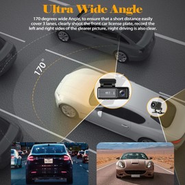 4K+1080P DUAL Dash Cam Front and Rear, Dual Car Camera, 3.2” IPS Dashcam for Cars with FREE 64GB Card Included,Night Vision, 170°Wide Angle, WDR, 24H Parking Mode with Loop Recording and G-sensor