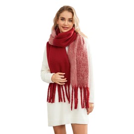 Yoawdats Women Winter Warm Scarf Elegant Contrast Color Tasseled Shawl Wrap Long Stoles Oversized Soft Scarves Fall Gifts