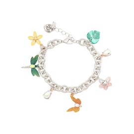 Betsey Johnson Garden Charm Bracelet, Silver Tone, 7.75 Inches with Dragonfly and Flower Charms
