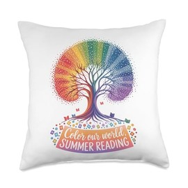 Color Our World Summer Reading Tee for Men,Women and Kids Throw Pillow