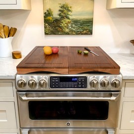 SwallowLiving 2pcs Noodle Board Stove Cover Wood with Handles, Wooden Stovetop Cover Board for Gas Stove and Electric Stove Top, kitchen sink cover for counter space, Acacia