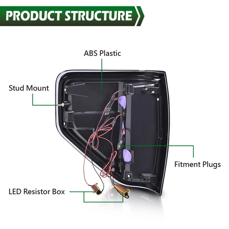 G-PLUS Fit For 2009-2014 Ford F-150 LED Tube Tail Lights