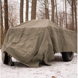 WHITEDUCK Canvas Tarp Heavy Duty Waterproof 18 oz. Mold & UV Resistant, Rustproof Grommets, Industrial & Commercial Cloth Tarp (Cut Size: 7'x9', Finished Size: 6'6" x 8'6", Olive)