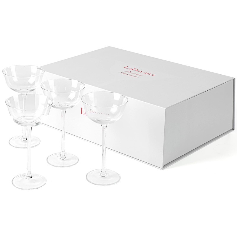 LaDovana Hand Blown Crystal Nick & Nora Cocktail Glasses |