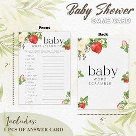 Nuhany Hilarious Baby Shower Games, Baby Word Scramble Game Cards, Strawberry Sweet Party Decorations Favors Ideas -30 pcs, 5x7 in - H04