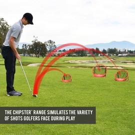 GoSports CHIPSTER Range - 3 Piece Golf Chipping Practice Net Target System with Carrying Case, Red