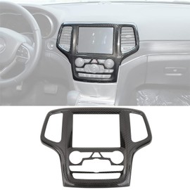 Dashboard GPS Navigation Panel Trim Full Cover for 2014-2018 Jeep Grand Cherokee SRT8 ABS Interior Mouldings Black Carbon Fiber Look Car Styling 1-Pack