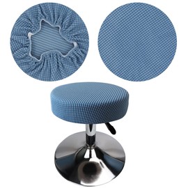 HuaLiSiJi Stool Cover, Round, 30-40 cm, Luxurious Fabric, Stretchy, Wrinkle-Free, Washable, Dustproof, Soft and Durable, Transformed Stools in Seconds (1, Blue)