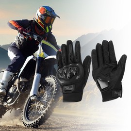 HOPESPANNER L Motorcycle Gloves Breathable Full Finger Glove Nylon Outdoor Gloves Black White 1Pair