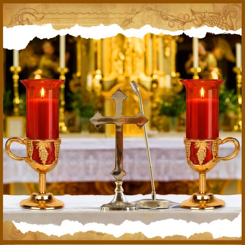 FoldTier 10" Sanctuary Globe Red Glass Church Sanctuary Light Holders