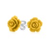 Romantic Delicate Floral 3D carved Yellow Rose Flower Stud Earrings