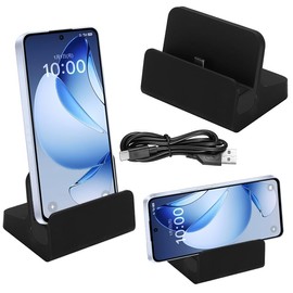 OPPO Reno13A / Reno11 A / A79 5G Desktop Charging Stand RUIXH Charging Stand [OPPO] Type-C Charger Desktop Support Stable Anti-Slip Cradle Dock Desktop Holder (Black)