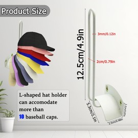 Hat Racks for Baseball Caps, FireBee Metal Hat Hangers, Hat Hooks for Wall, Hat Holders Can Hold More Than 10 Hats for for Closet, Door, 2 Pack, White