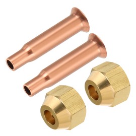 PATIKIL 1/8" (3mm) ID Copper Tube Flare Fitting with Nuts, 2 Pcs Straight Copper Coupling Welding Joint Pipe Fitting for Refrigeration Tubing (Length 29mm)