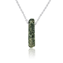 Green Kyanite Small Slab Necklace in Stainless Steel