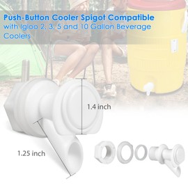 3 espigas de agua con botón de presión, repuesto de plástico blanco, espiga reutilizable compatible con Igloo de 2, 3, 5 y 10 galones, sin BPA, espiga duradera de 5 galones (blanco)