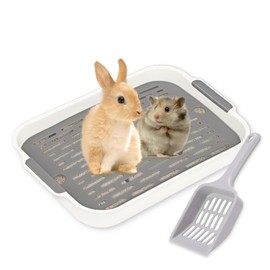 Tray, Rabbit Toilet, Rabbit Toilet with Shovel, Rabbit Litter Tray, Small Cat Litter Tray, Toilet Corner for Small Animals, Rabbits, Guinea Pigs (White Small with Shovel)