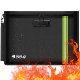 ZJTAPE Fireproof and Waterproof Bag with Lock - Document Bag with Reflective Strip, Fibreglass Material Fireproof Briefcase for Passport, Wallet, Certificates and Valuables
