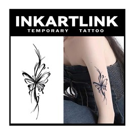 INKARTLINK Tattoo Tech, 2 Sheets Large Semi Permanent Tattoo, Adult Art Design Temporary Tattoos, Lasts 1-2 Weeks, Waterproof, Realistic Look, No Adhesive, No Reflection (Streamlined Butterfly Design)