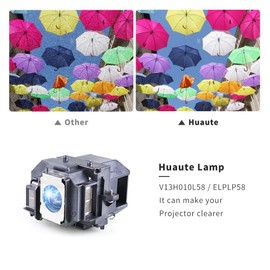 Huaute V13h010l58 / Elplp58 Replacement Projector Lamp with Housing for Epson EX3200 EX5200 EX7200 PowerLite 1220 1260 S9 X9 S10+ VS200 EB-S10 EB-S9 EB-S92 EB-W10 EB-W9 EB-X10 EB-X9 EB-X92