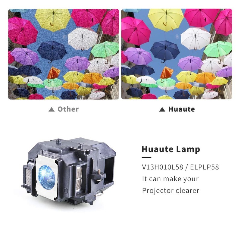 Huaute V13h010l58 / Elplp58 Replacement Projector Lamp with Housing for