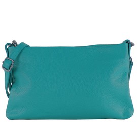 modamoda de - T258 - Women's Italian Leather Shoulder Bag, turquoise