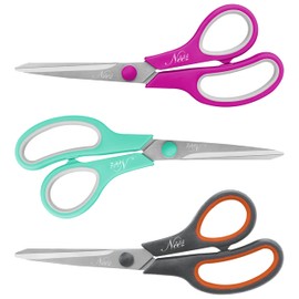 ARSUK 3-Pack Multipurpose Scissors – 8.4" Ultra Sharp Stainless Steel Blades, Ergonomic Soft-Grip Handles – Heavy Duty Scissors for Home, Office, School, Craft & Kitchen Use (Multicolor)