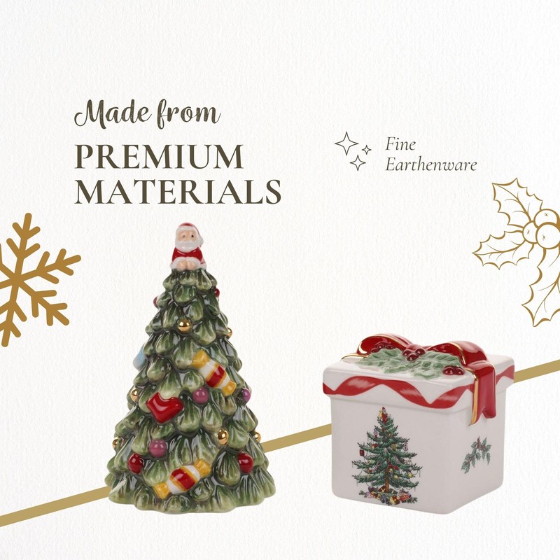 Spode Christmas Tree and Gift Salt & Pepper Shaker Set