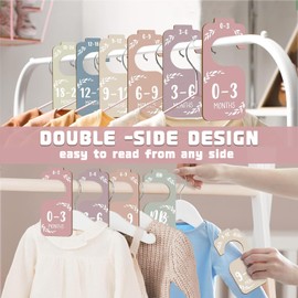 8Pcs Wooden Baby Closet Dividers, Baby Cloth Sorting Tags Organizers Newborn Wardrobe Dividers for Baby Clothes Sorting & Nursery Decor - KAMHBE (8 PCS Color)