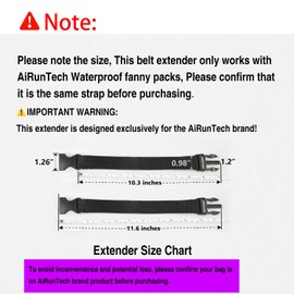 AiRunTech Extender Belt – Adjustable Strap Extension (2 Pack), Only Compatible with AiRunTech Waterproof Fanny Packs.