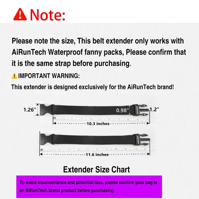 AiRunTech Extender Belt – Adjustable Strap Extension (2 Pack), Only