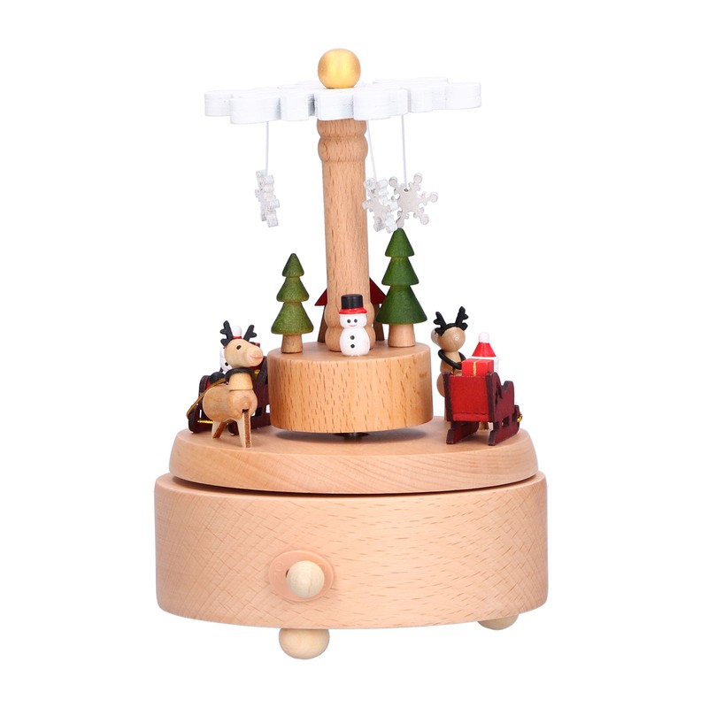 Wooden Music Box Snowflake Decor Wood Grain Texture Beautiful Sound