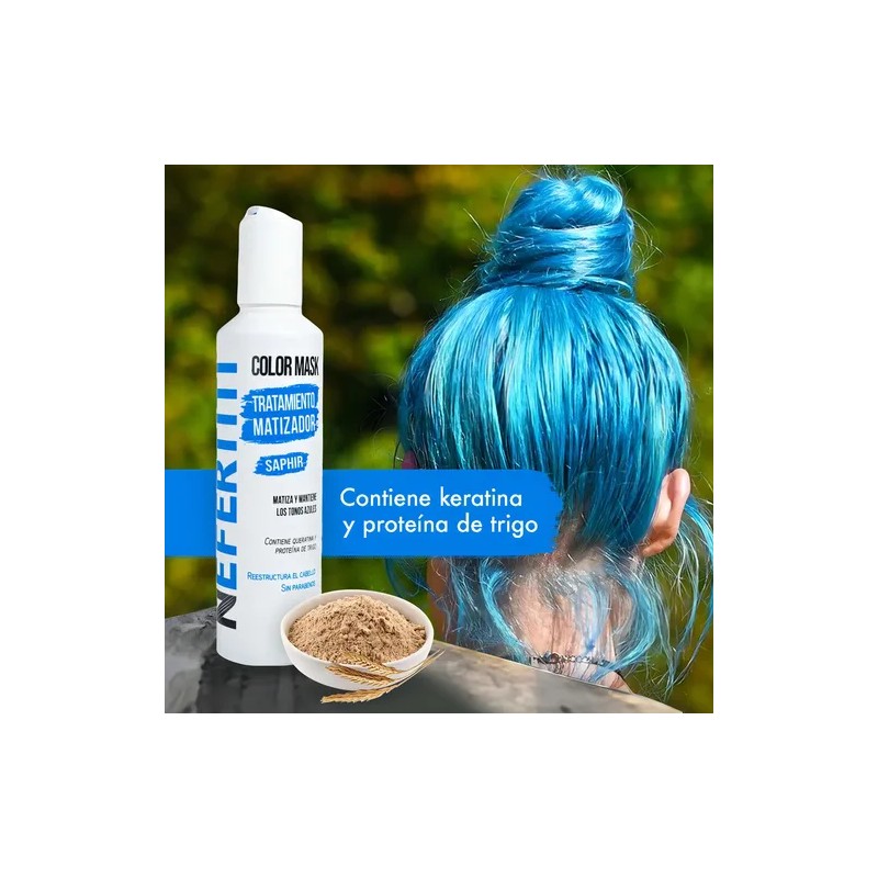 Shampoo Matizador Para Cabello Azul Con Keratina Nefertiti