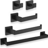 Taucent Bathroom Hardware Accessories Set Matte Black,5-Piece Black Towel Bar