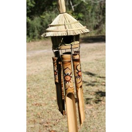 Stoneledge Investments Beach Theme Patio Decor Valentine Gift Bamboo Wind Chime Birdhouse - G-73