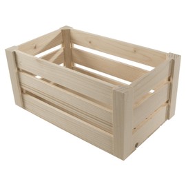 WooDeeDoo Small Wooden Storage Slatted Crate Box | 24.5 x 14.5 x 12.5 cm | Presentation Display Apple Fruit Unit | Plain Unpainted & Untreated Raw Decorative Pinewood