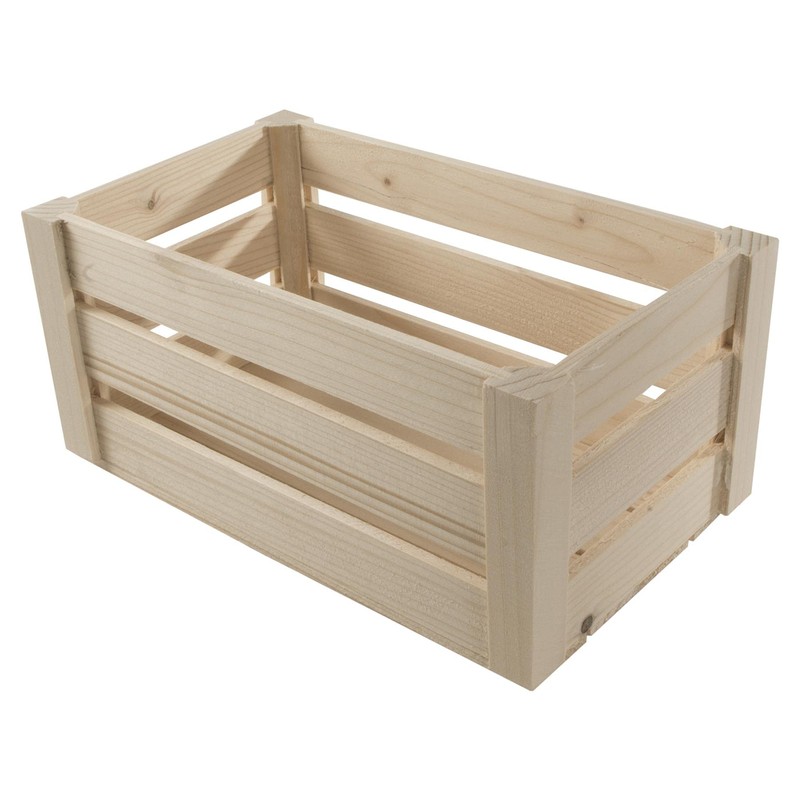 WooDeeDoo Small Wooden Storage Slatted Crate Box | 24.5 x