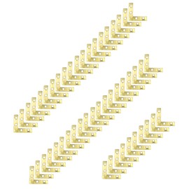 Pastlla 50Pcs Corner Brace 4 Holes Flat Corner Braces L Shape Repair Bracket L Shape Repair Plates Joint Bracket for Paintings, Photos Frame, Artwork, Home Decor, Clock 1.5" x 1.5" (Gold)
