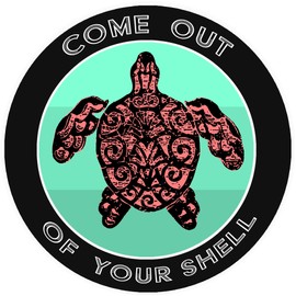 Athena Brands Tribal Turtle Come Out of Your Shell - Car Truck Window Bumper Sticker Decal - Black